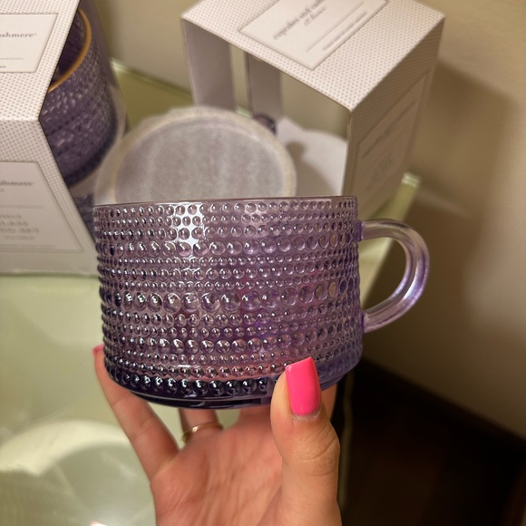 Cupcakes and Cashmere Set of 4 Purple Embossed 15 oz Glass Mug Set - Picture 5 of 7